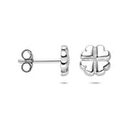 Ohrstecker Kleeblatt 7,5 mm Silber rhodiniert