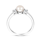 Ring Perle und Zirkonia Silber rhodiniert