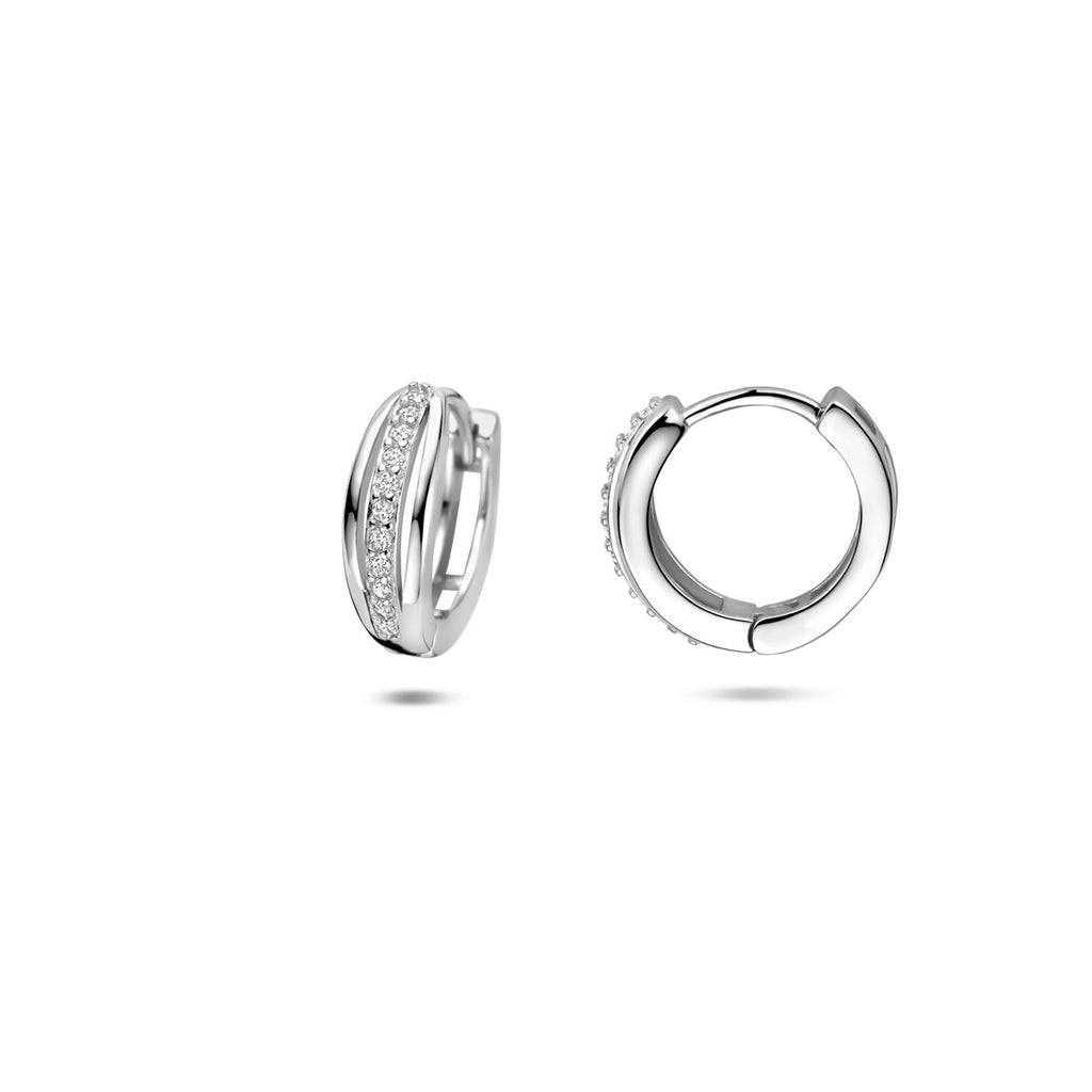 klapoorringen zirkonia 12,5 mm zilver gerhodineerd