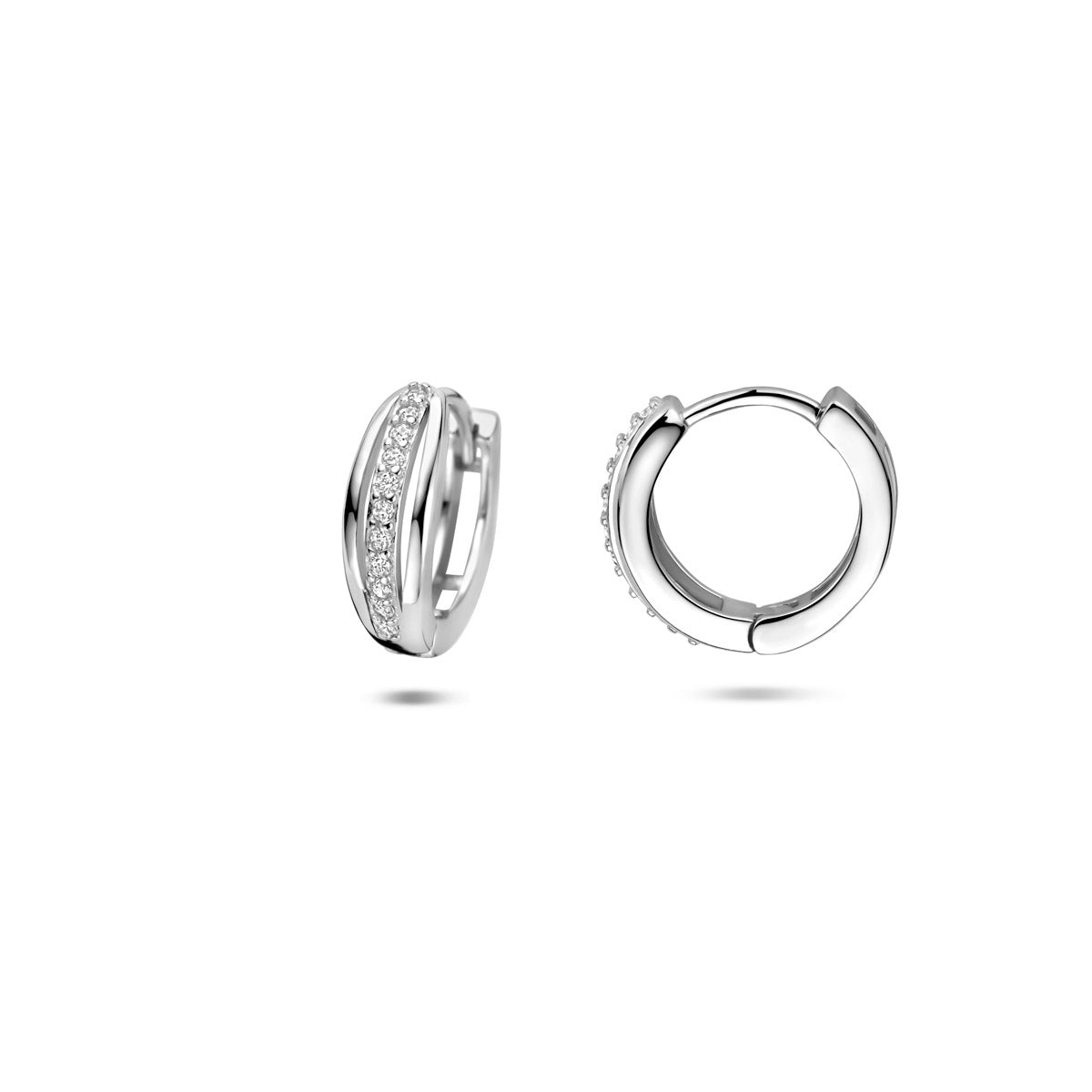 klapoorringen zirkonia 12,5 mm zilver gerhodineerd