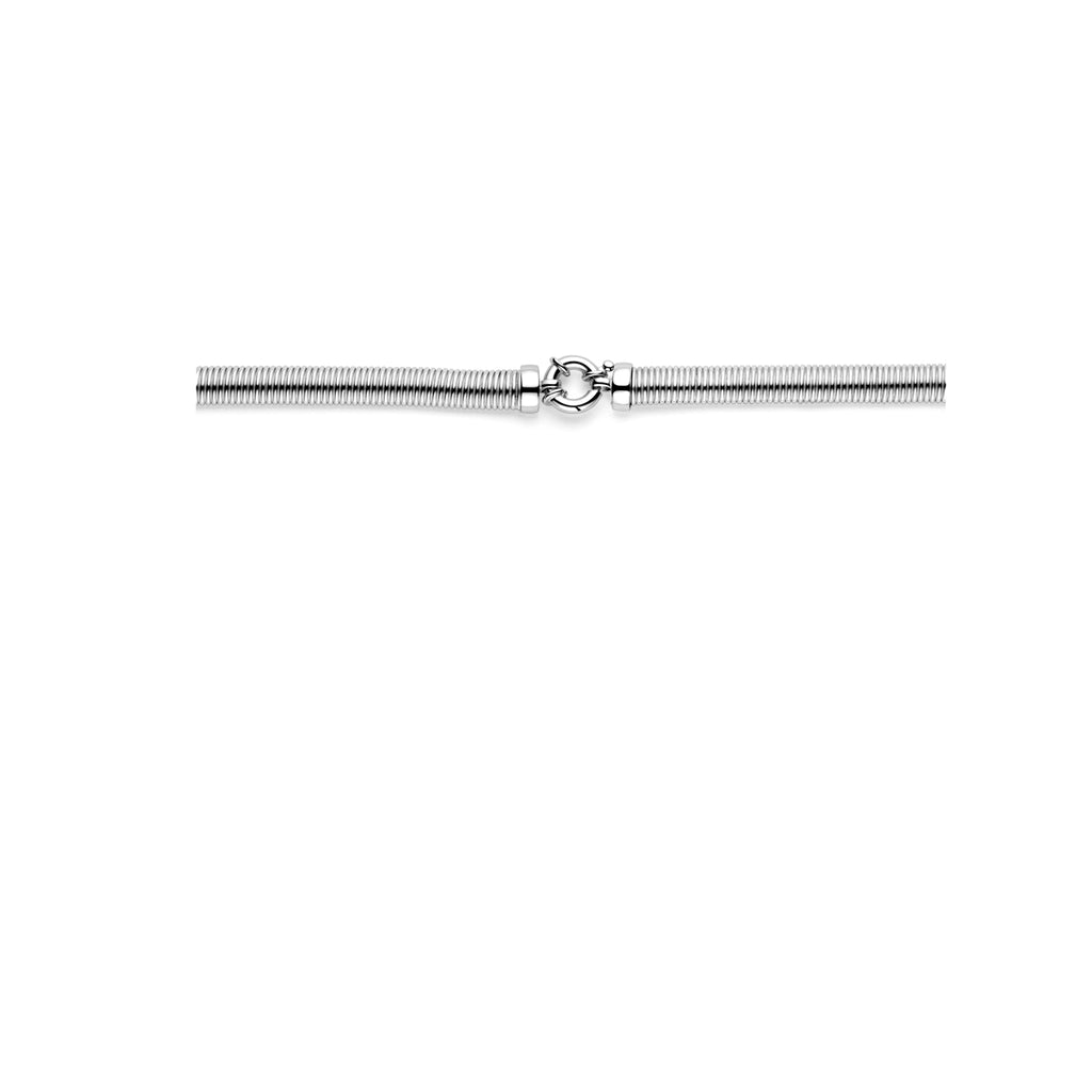 Halskette Schlangenkette flach (rund) 8,0 mm 45 cm mit großem Federringverschluss Silber rhodiniert