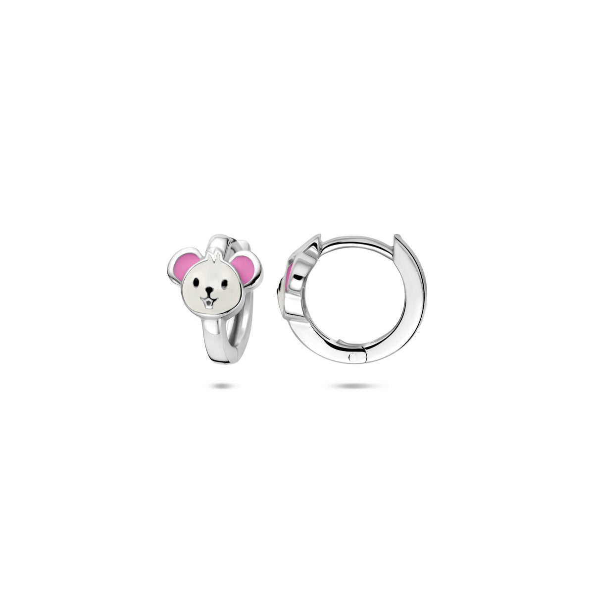 Klappohrringe Emaille Maus 10 mm rhodiniertes Silber