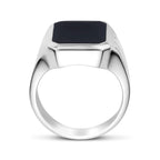 Siegelring aus massivem Onyx Silber weiß