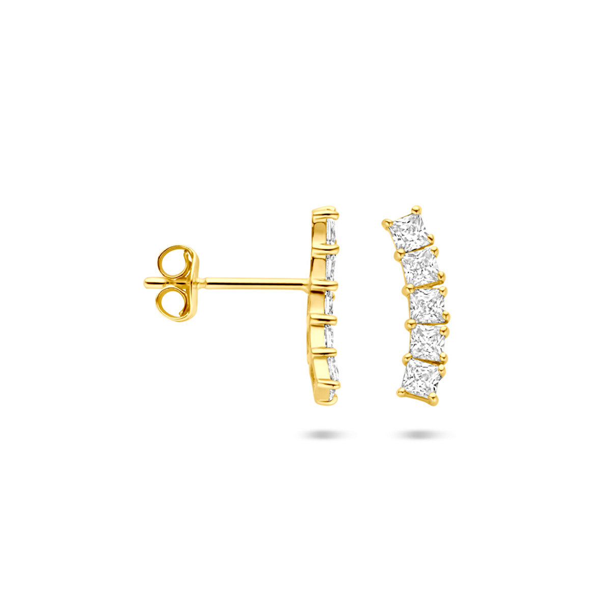 oorknoppen zirkonia 12 mm 14K geelgoud