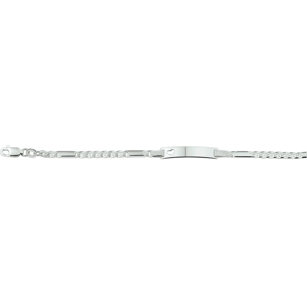 graveerarmband anker plaat met hartje 5,0 mm 16 - 18 cm zilver wit