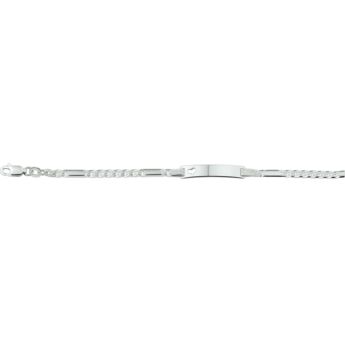 graveerarmband anker plaat met hartje 5,0 mm 16 - 18 cm zilver wit