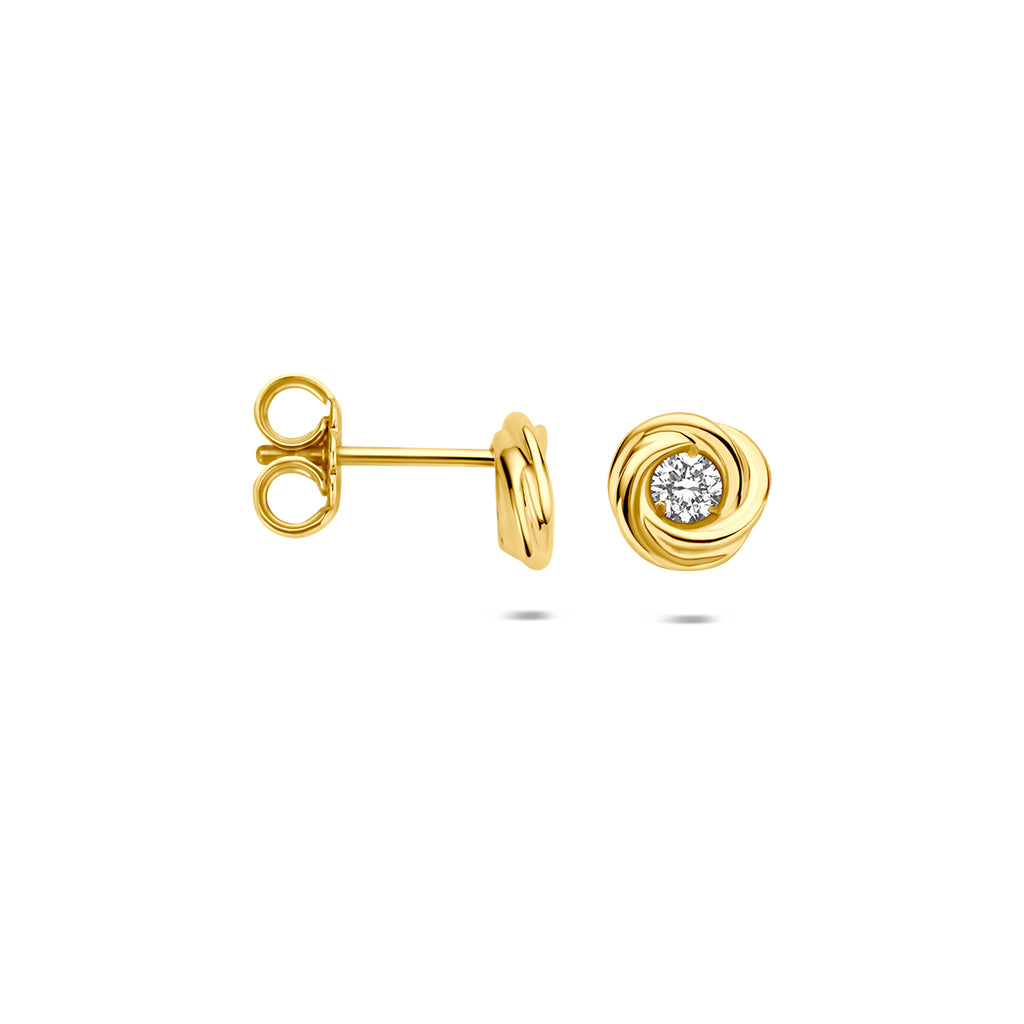 oorknoppen lab grown diamant 0.20ct (2x 0.10ct) f vs 6,5 mm 14K geelgoud - rond