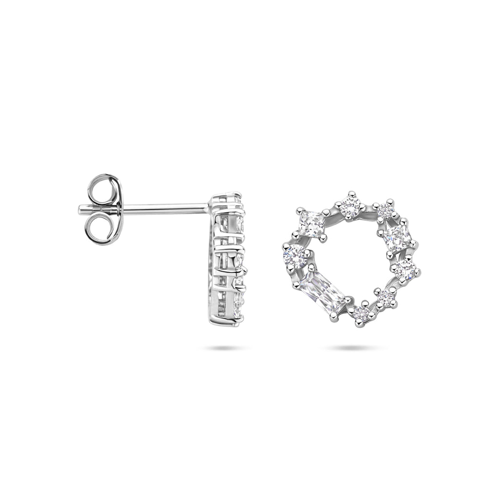 Ohrstecker Zirkonia 11 mm rhodiniertes Silber