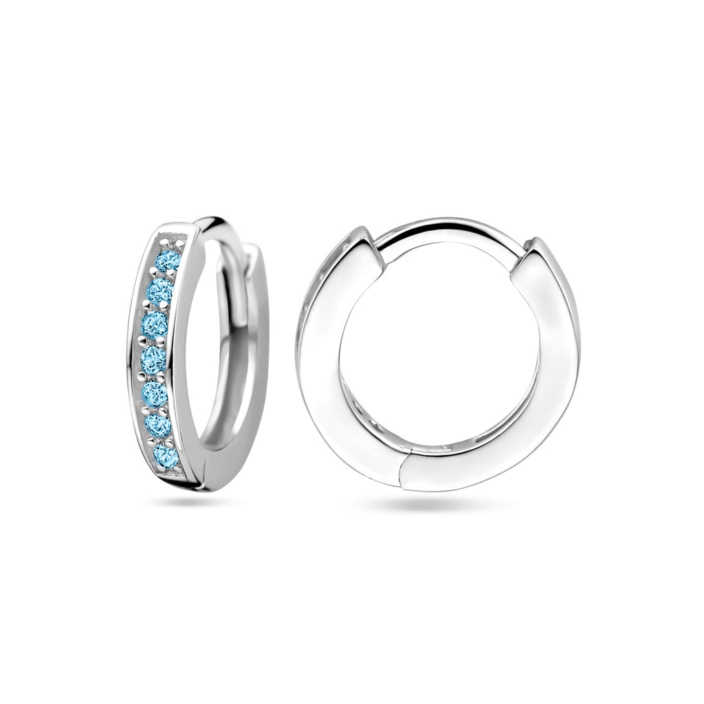 Klappcreolen blau Zirkonia 9 mm rhodiniertes Silber