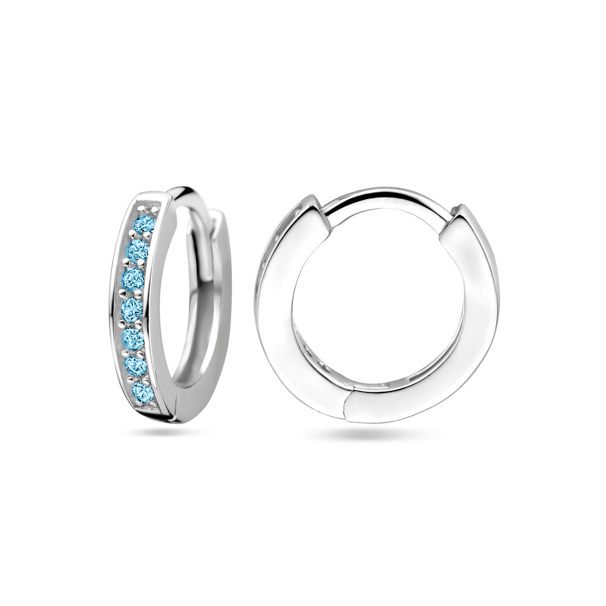 Klappcreolen blau Zirkonia 9 mm rhodiniertes Silber