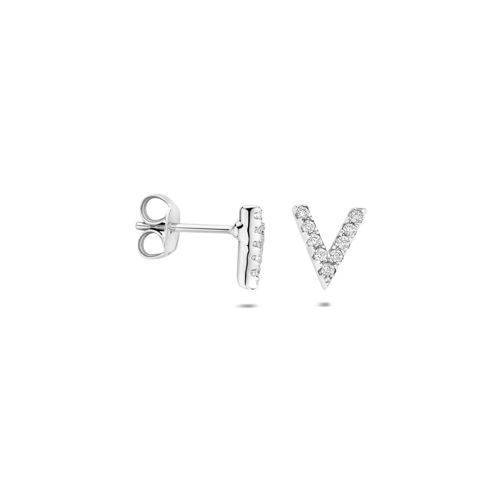 oorknoppen v zirkonia zilver gerhodineerd