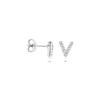 oorknoppen v zirkonia zilver gerhodineerd