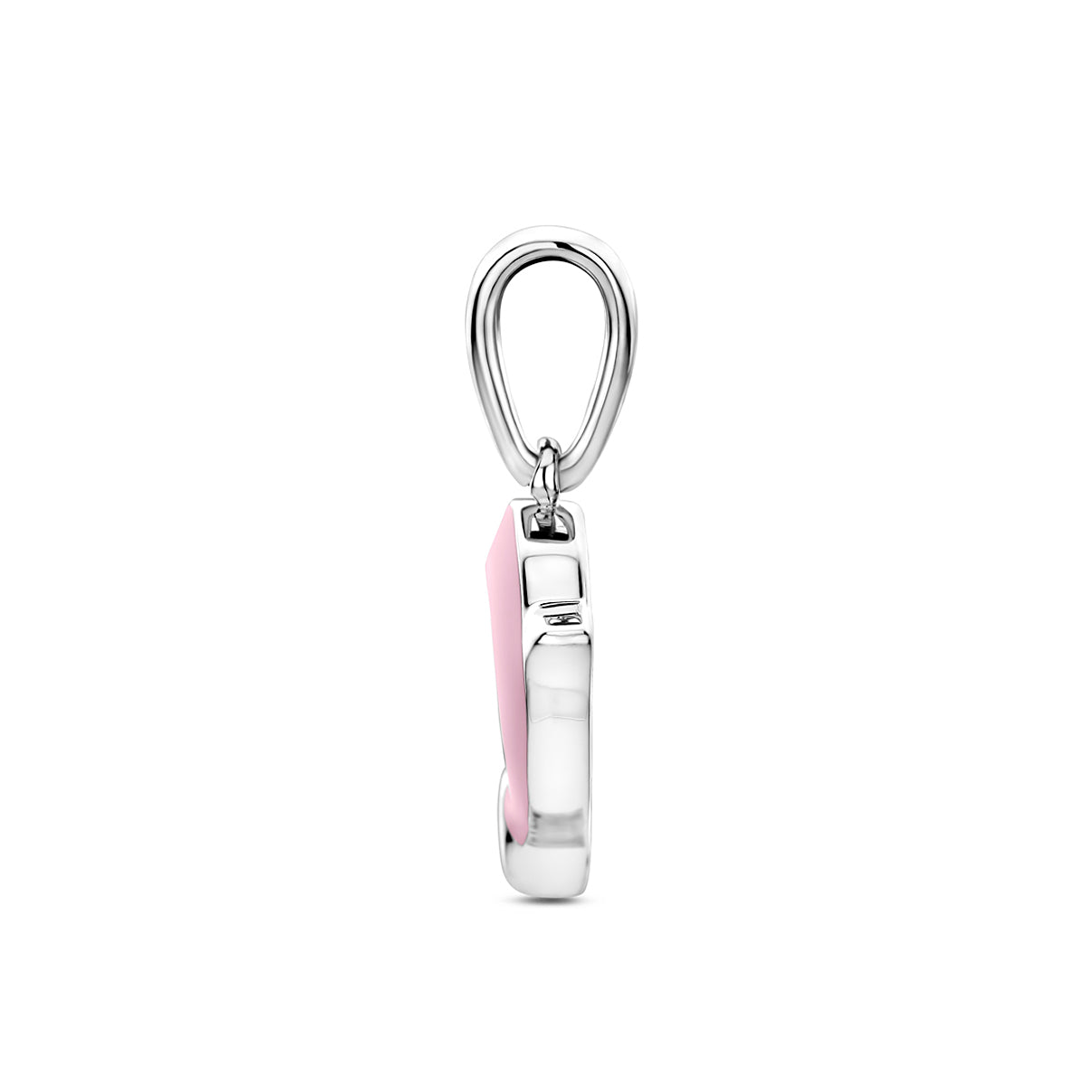 Anhänger Emaille Delphin rosa 17 mm rhodiniertes Silber