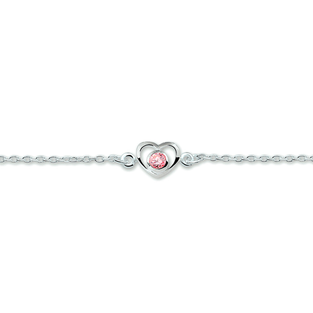 Armband Herz und Zirkonia 13 - 15 cm Silber rhodiniert