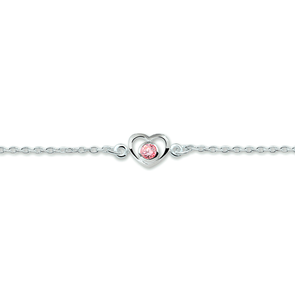 Armband Herz und Zirkonia 13 - 15 cm Silber rhodiniert