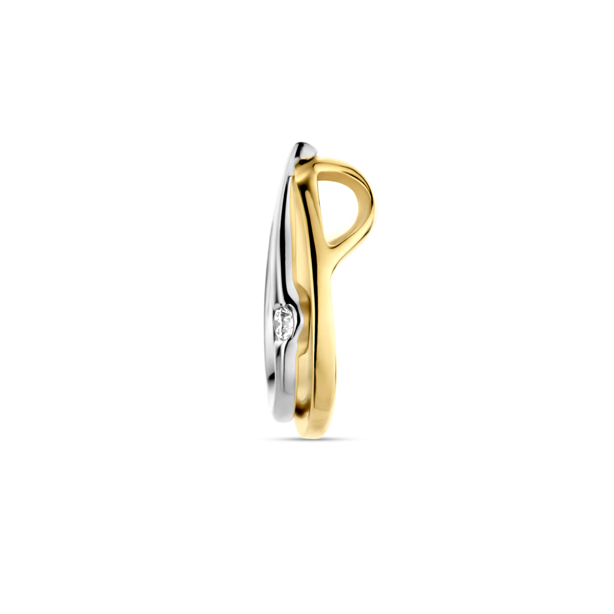 hanger diamant 0.03ct h si 14K bicolor goud geel/wit - druppel/komma/pegel