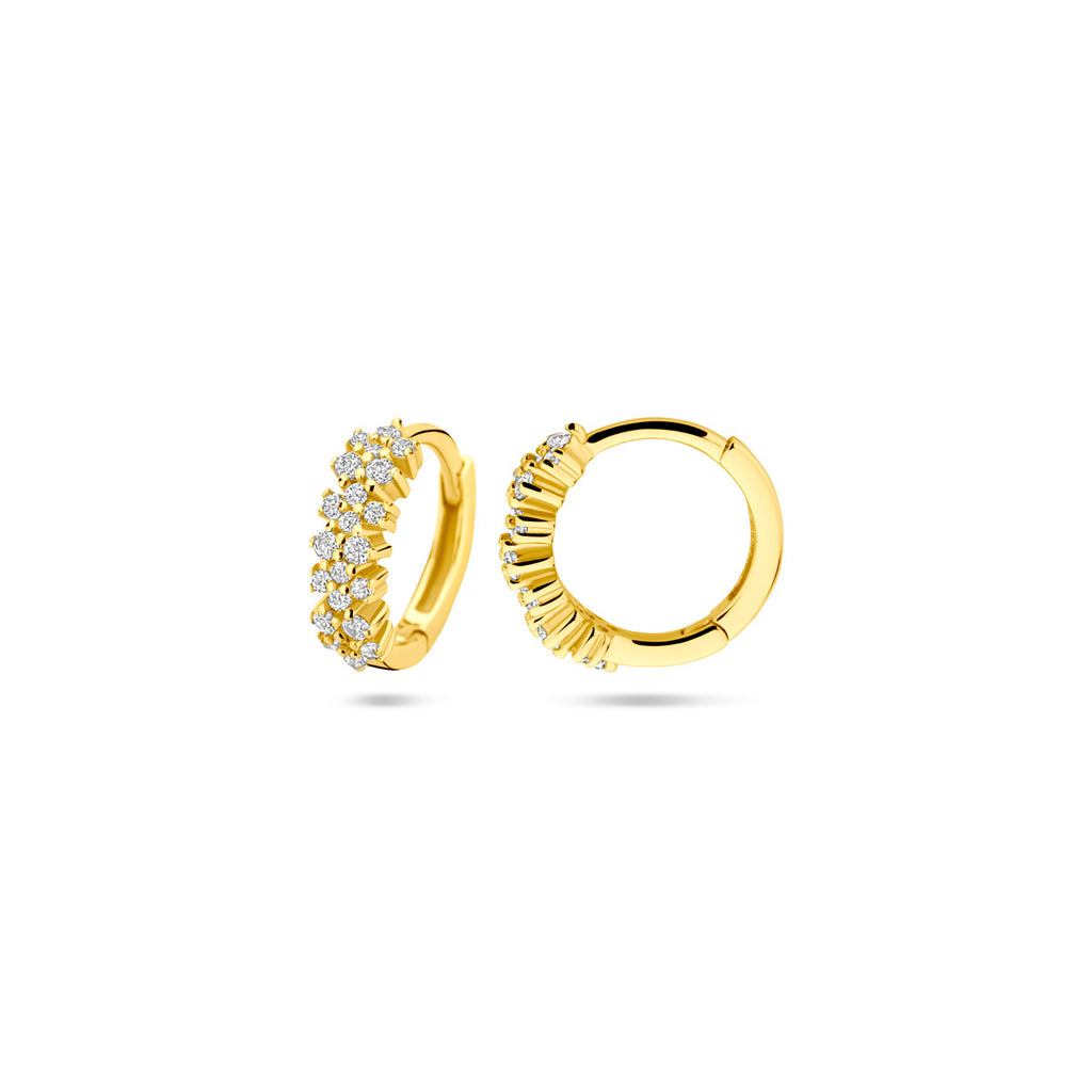 klapoorringen zirkonia 11,5 mm 1 micron zilver verguld (geel)