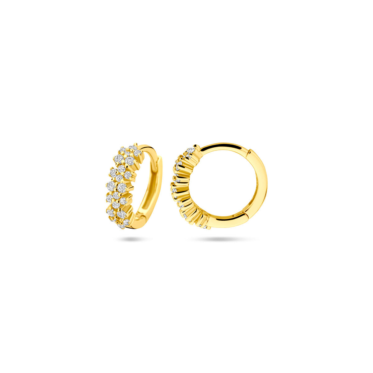 klapoorringen zirkonia 11,5 mm 1 micron zilver verguld (geel)