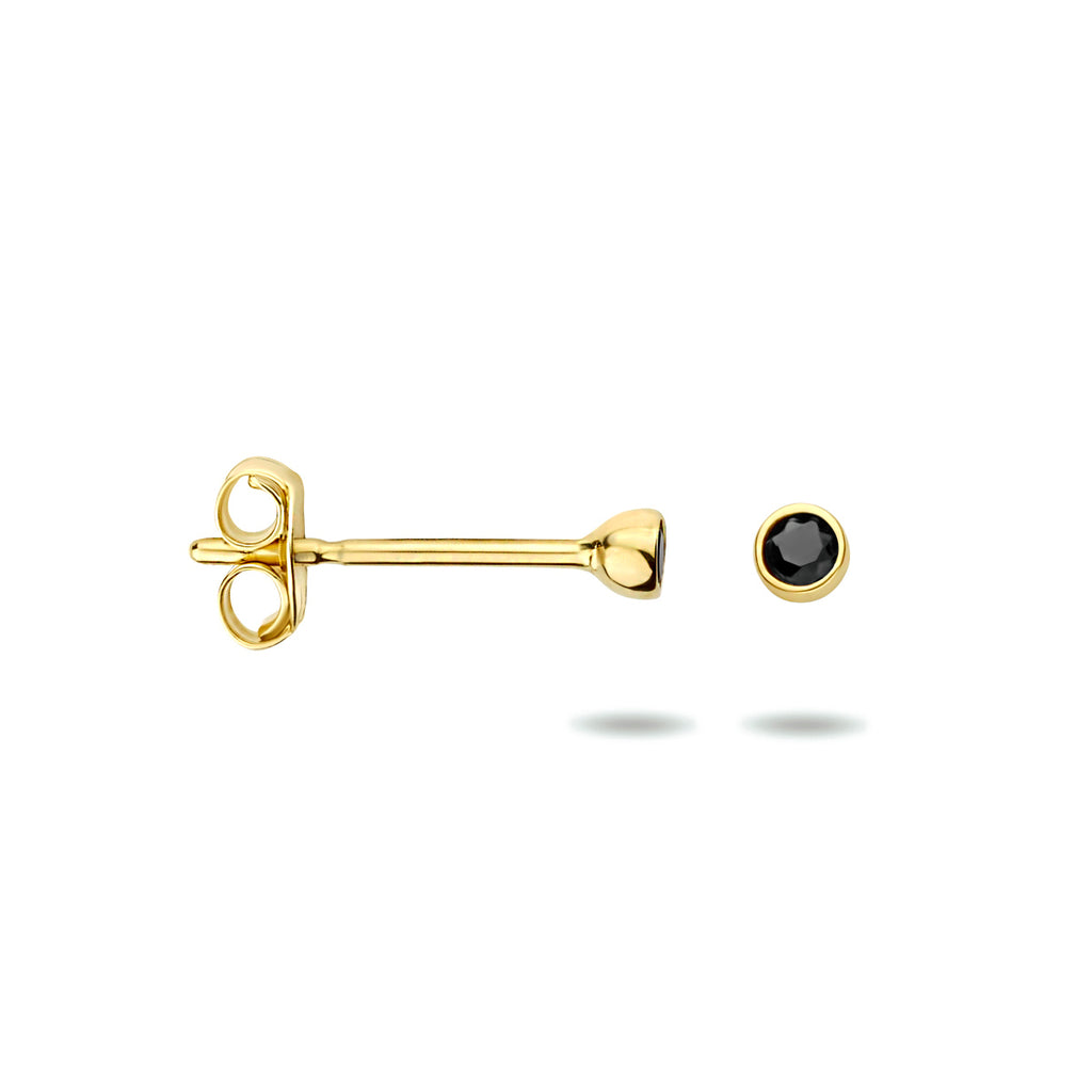 Ohrstecker schwarzer Zirkonia 14K Gelbgold