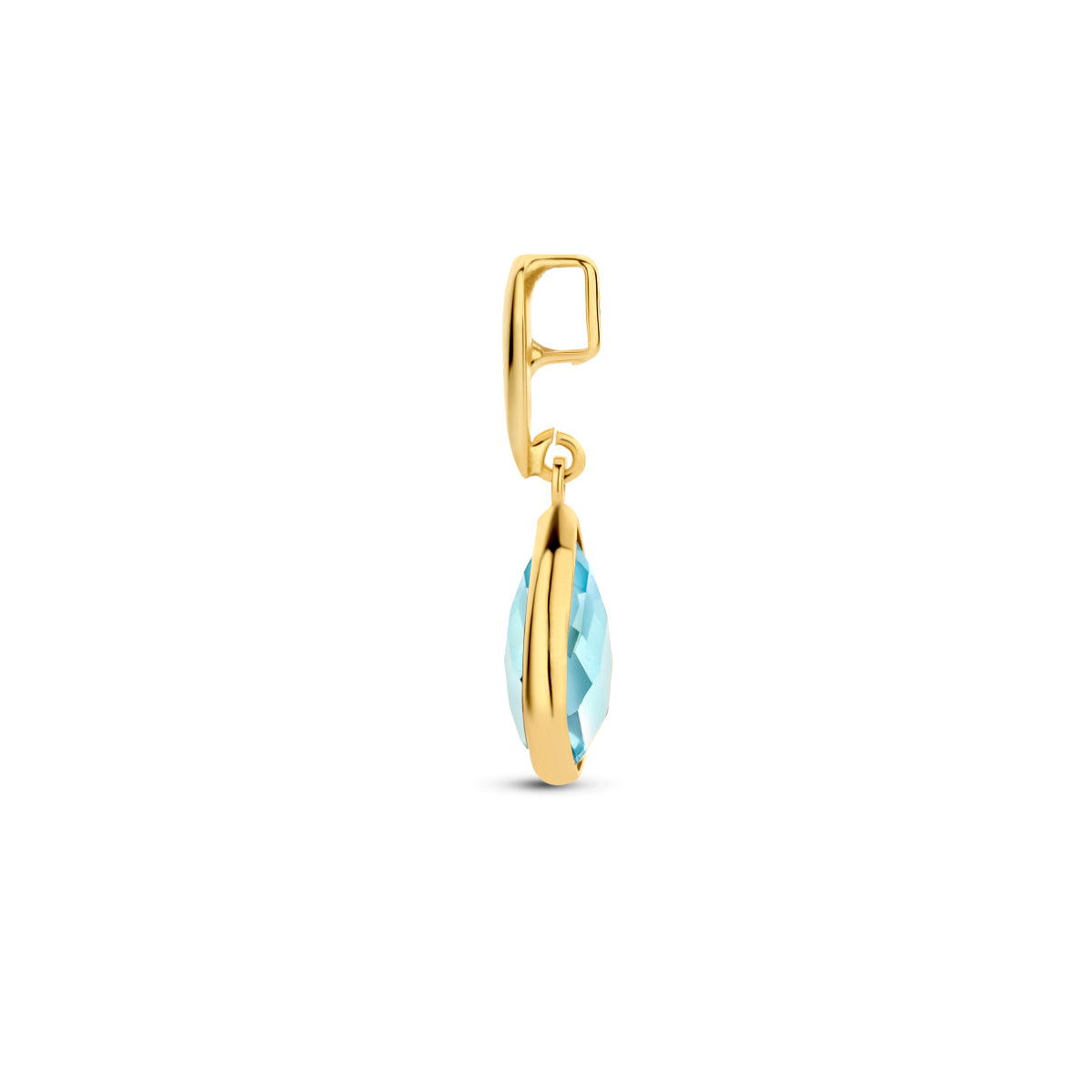 hanger blauw topaas 12,5 mm 14K geelgoud