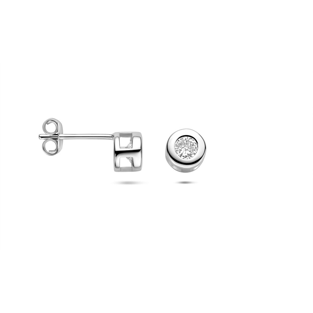 oorknoppen zirkonia 6 mm zilver gerhodineerd