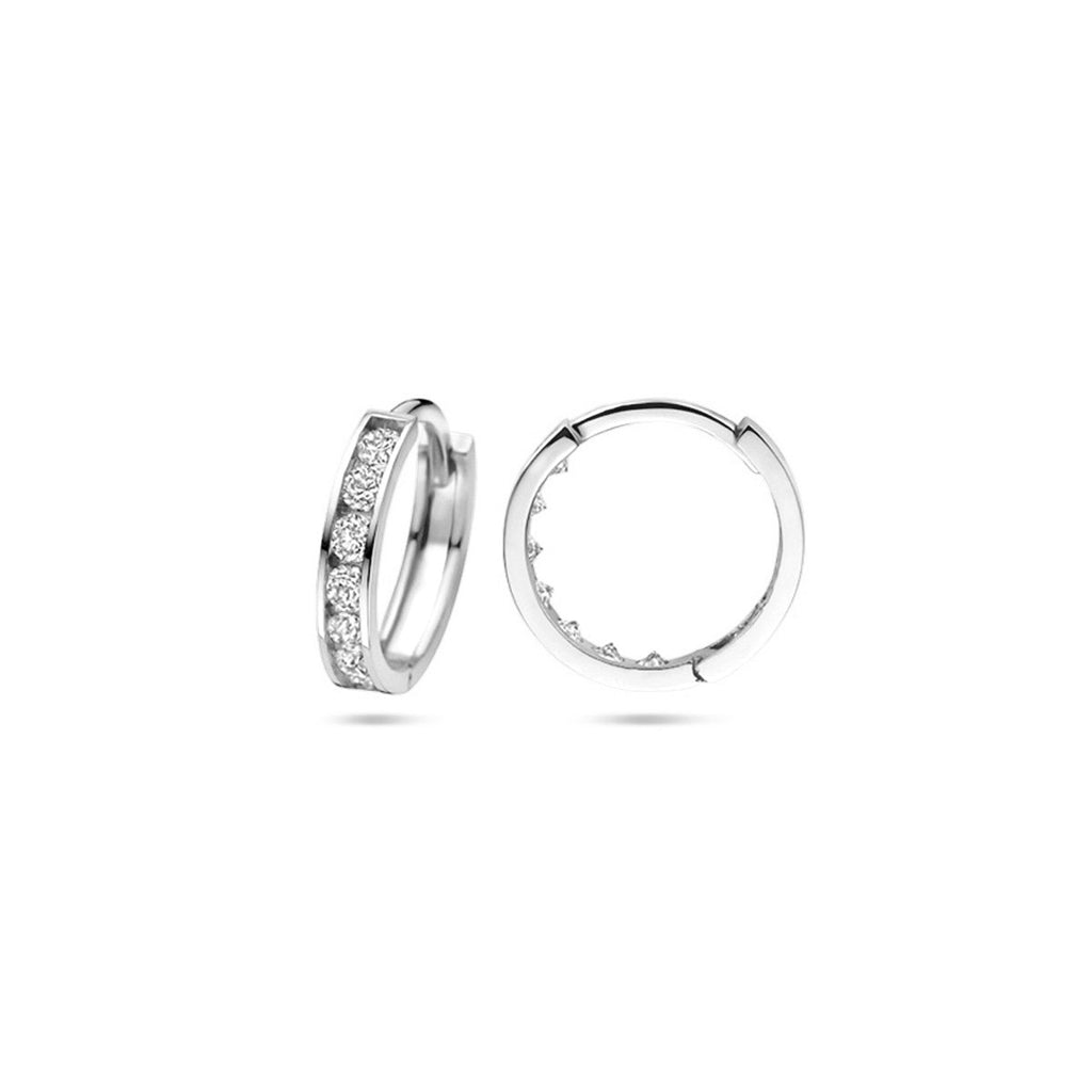 klapoorringen zirkonia 12,5 mm 14K witgoud
