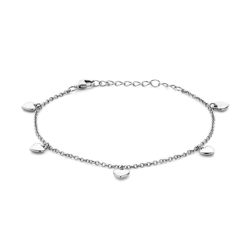 Armband Herzen 13 + 3 cm Silber rhodiniert
