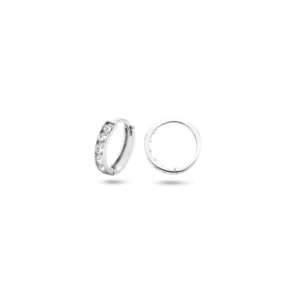 Klappcreolen Zirkonia 9 mm 14K Weißgold