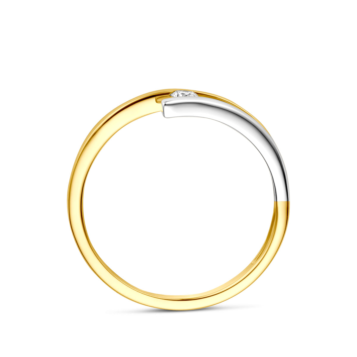 ring diamant 0.05ct h si 14K bicolor goud geel/wit