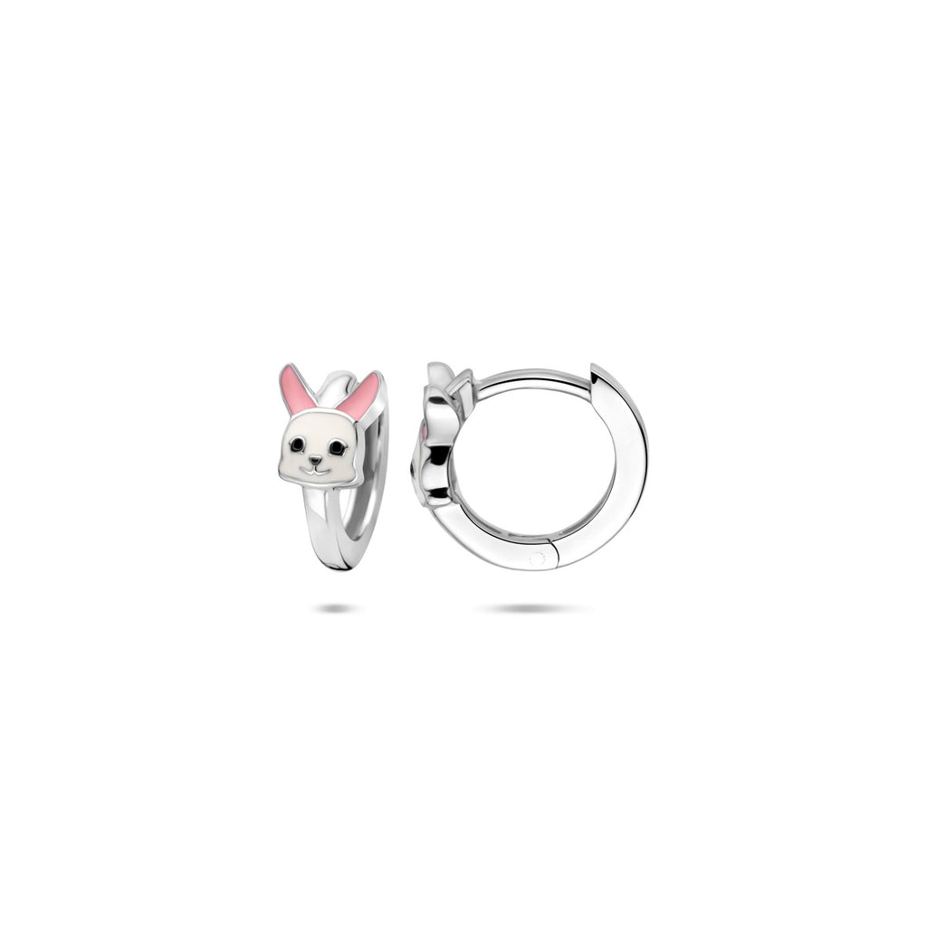 Klappohrringe Emaille Hase 10 mm Silber rhodiniert