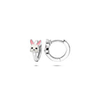 Klappohrringe Emaille Hase 10 mm Silber rhodiniert