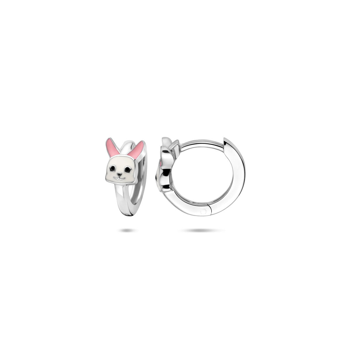 Klappohrringe Emaille Hase 10 mm Silber rhodiniert