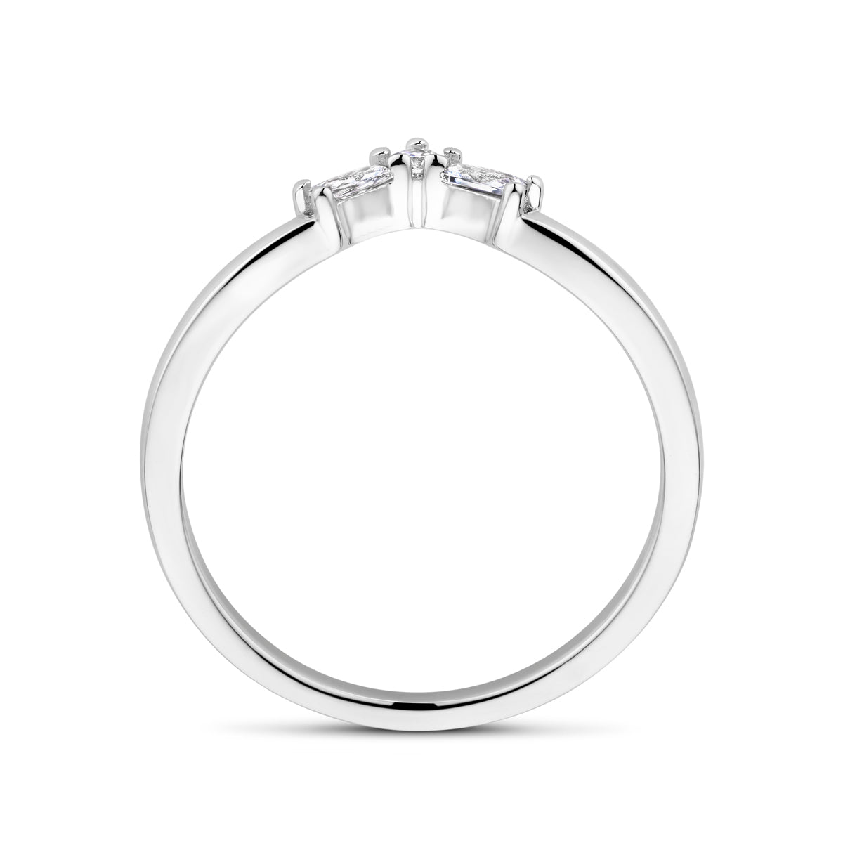 Ring mit Zirkonia, Silber rhodiniert