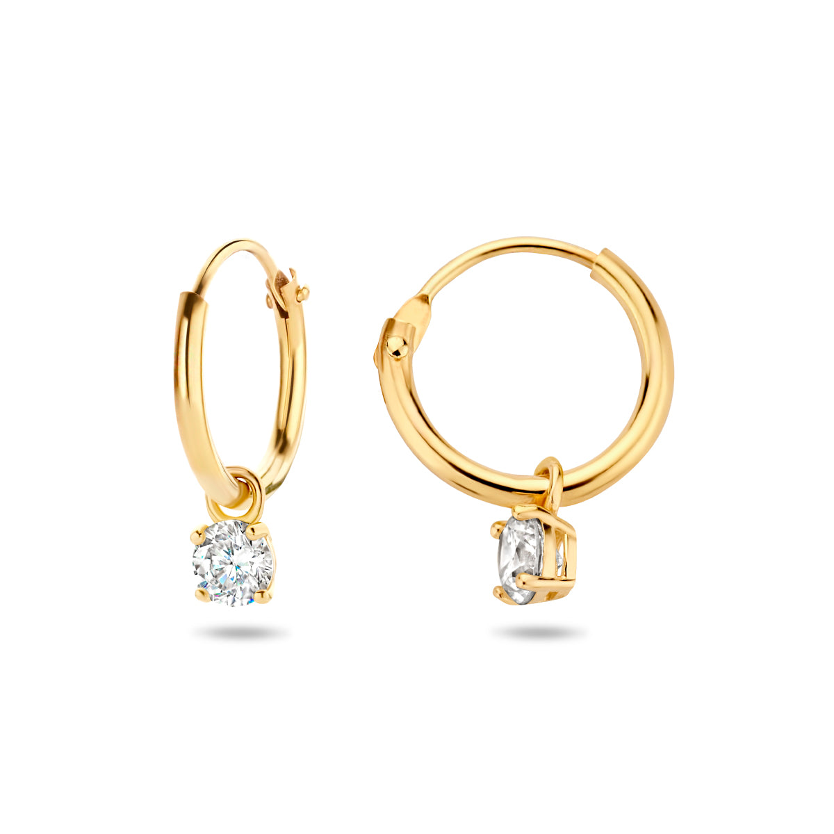 Ohrringe mit Anhänger Zirkonia 14K Gelbgold