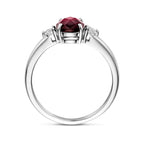 Ring Granat und Zirkonia Silber rhodiniert