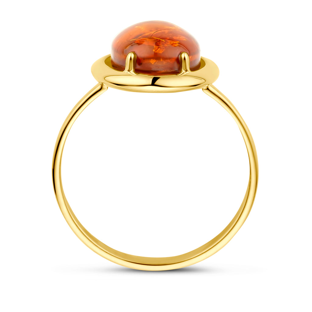 ring amber 14K geelgoud