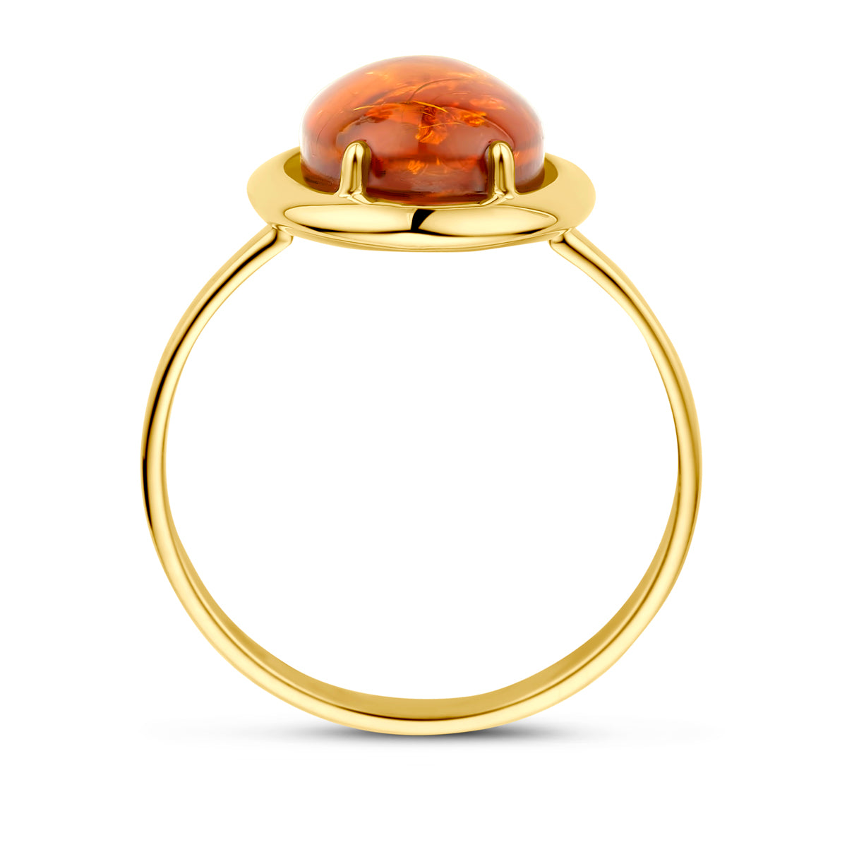 ring amber 14K geelgoud