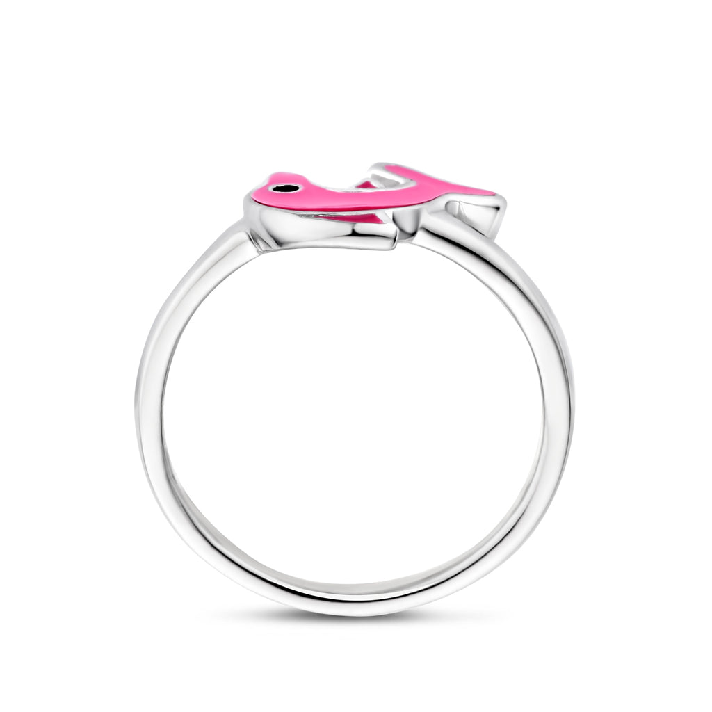ring dolfijn emaille zilver gerhodineerd