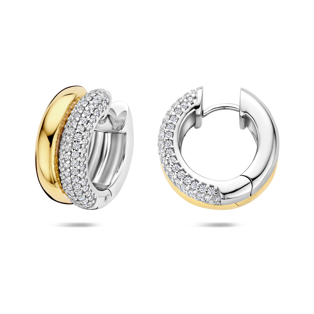 Klappohrringe Zirkonia 17,5 mm 1 Mikron versilbert (Gelb/Rhodium)