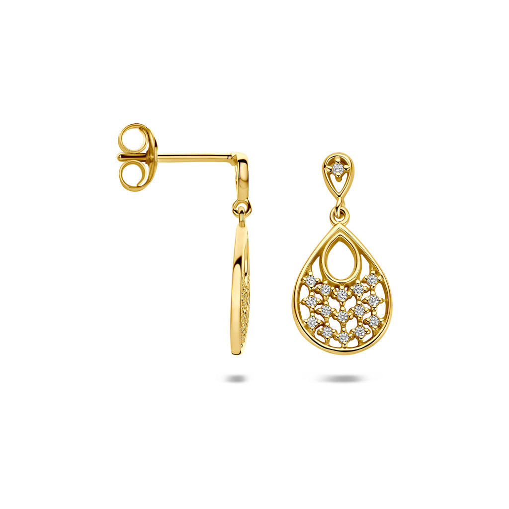 oorhangers zirkonia 19 mm 1 micron zilver verguld (geel)