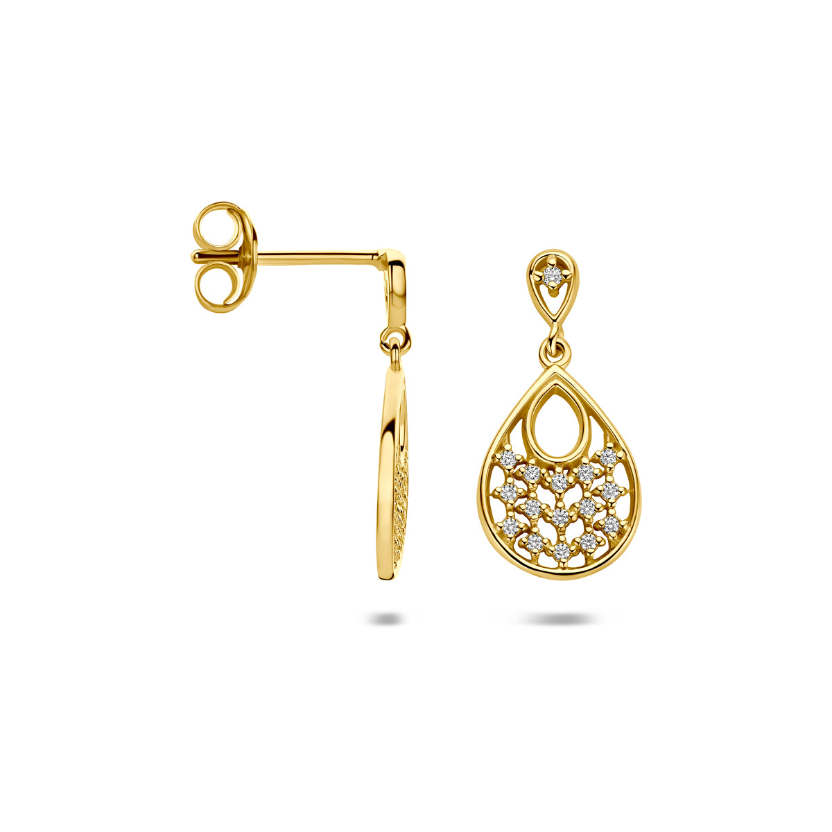 oorhangers zirkonia 19 mm 1 micron zilver verguld (geel)