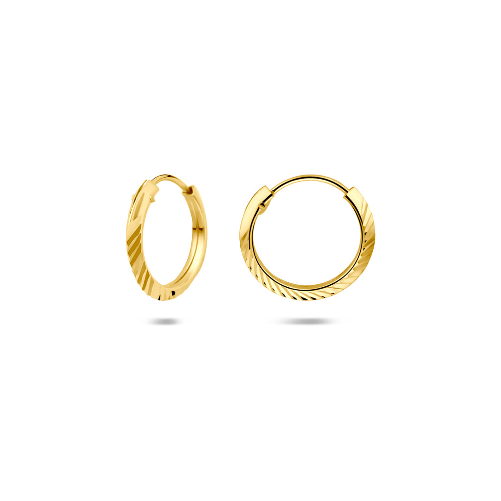 oorringen gediamanteerd buis 1,5 mm 14K geelgoud