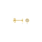 Ohrstecker Zirkonia 4 mm 14K Gelbgold