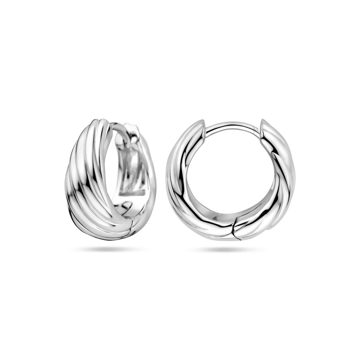 Klappcreolen 14 mm rhodiniert Silber