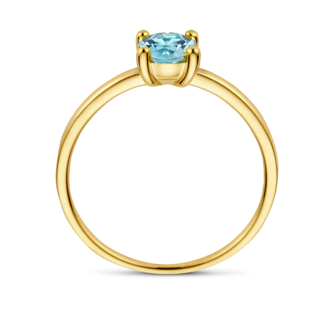 ring blauw topaas 14K geelgoud