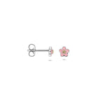 Ohrstecker Emaille Blume Zirkonia 5 mm Silber rhodiniert