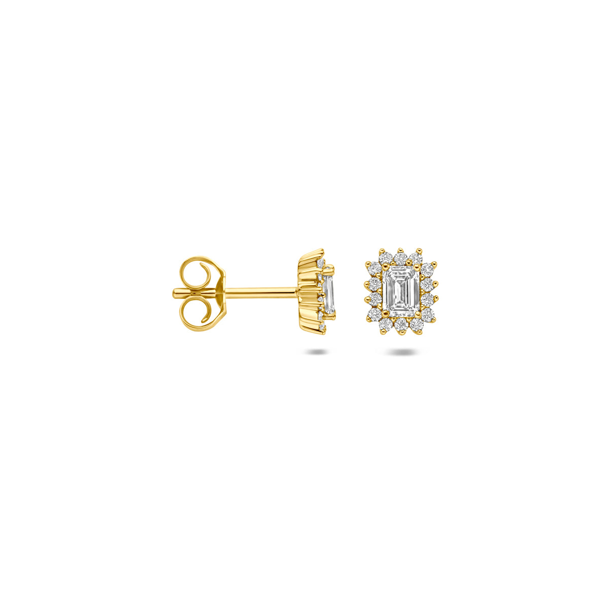 oorknoppen lab grown diamant 0.43ct (2x 0.215ct) f vs 6,5 mm 14K geelgoud