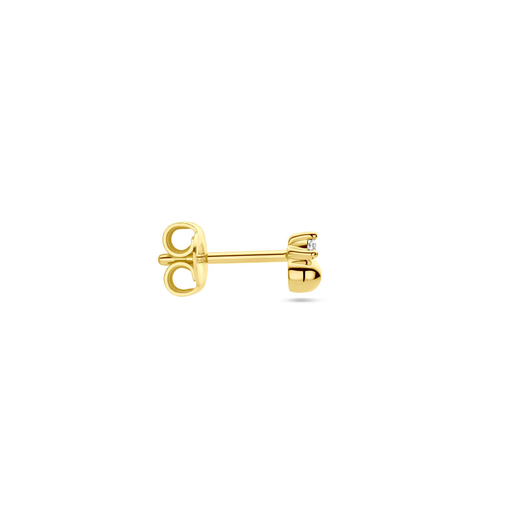 oorknop bol diamant 0.01ct h p1 per stuk 14K geelgoud - bol