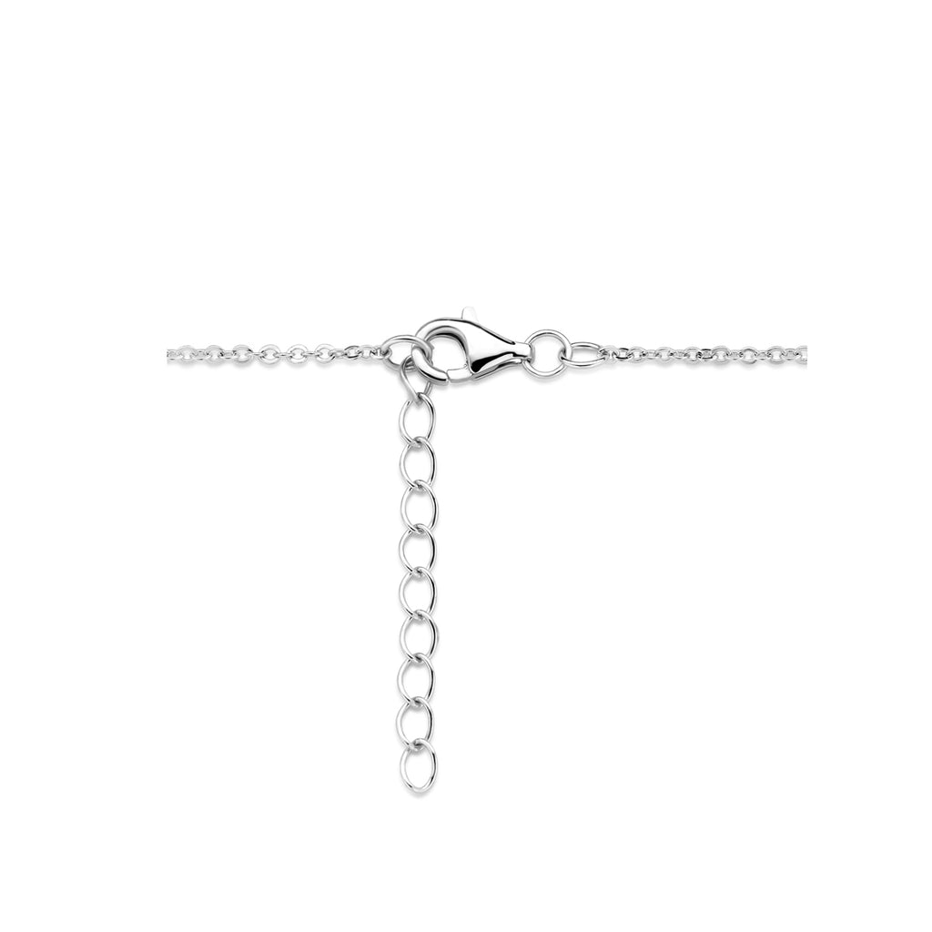 collier hartjes zirkonia 42 + 3 cm zilver gerhodineerd