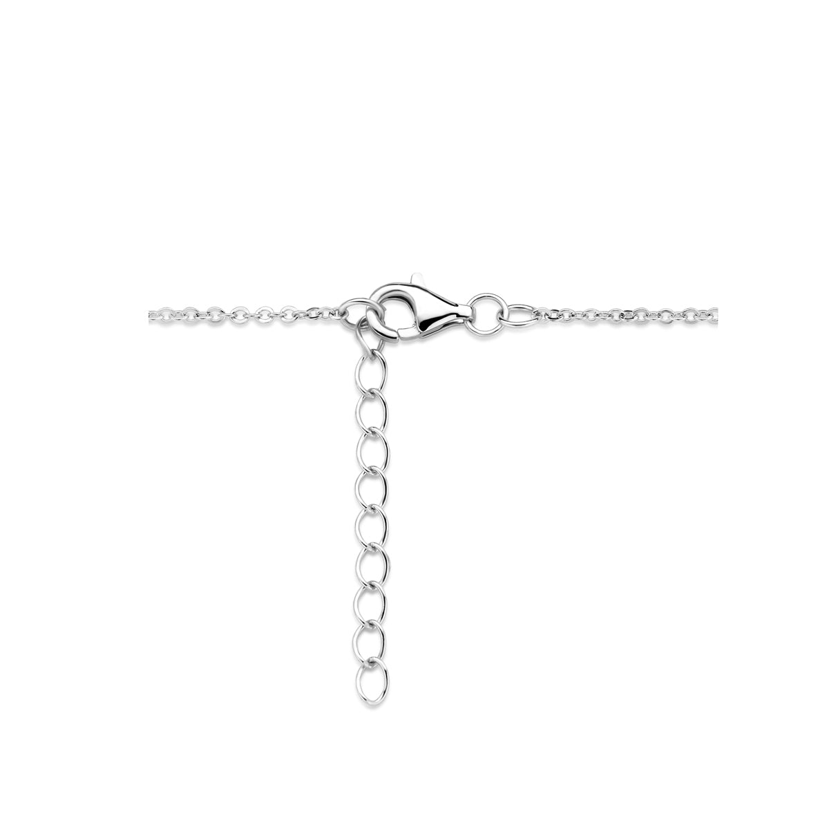 collier hartjes zirkonia 42 + 3 cm zilver gerhodineerd
